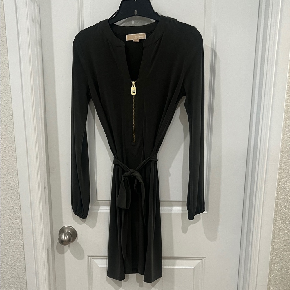 Michael Kors Olive Long Sleeve Dress with Zipper